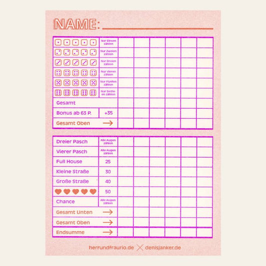 Würfelspiel Block verschiedene Farben - Herr & Frau Rio