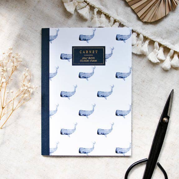 Bleu Coquille - Notizbuch A5 – Wale
