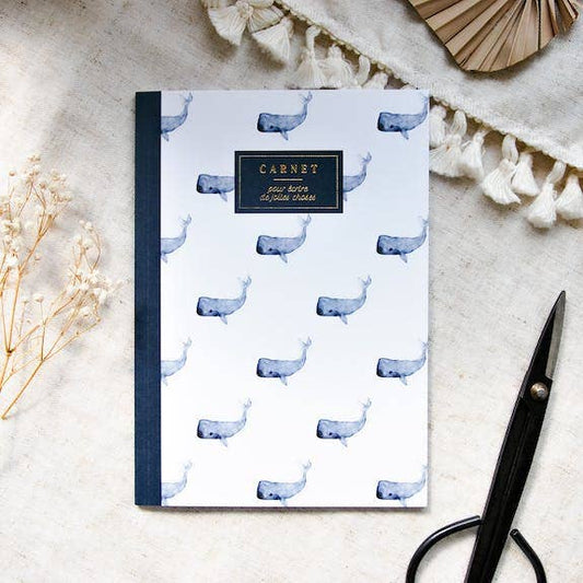 Bleu Coquille - Notizbuch A5 – Wale