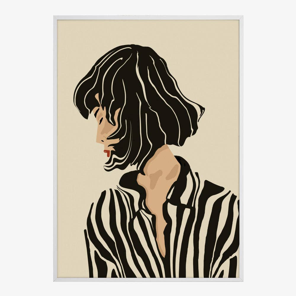 Pictufy Wholesale - Frauenprofil mit Bob‑Frisur – Kunstdruck, modern und grafisch