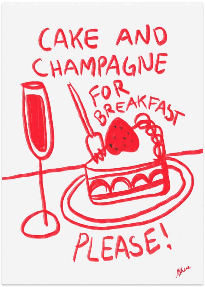Print Kuchen und Champagner rot - Pictufy