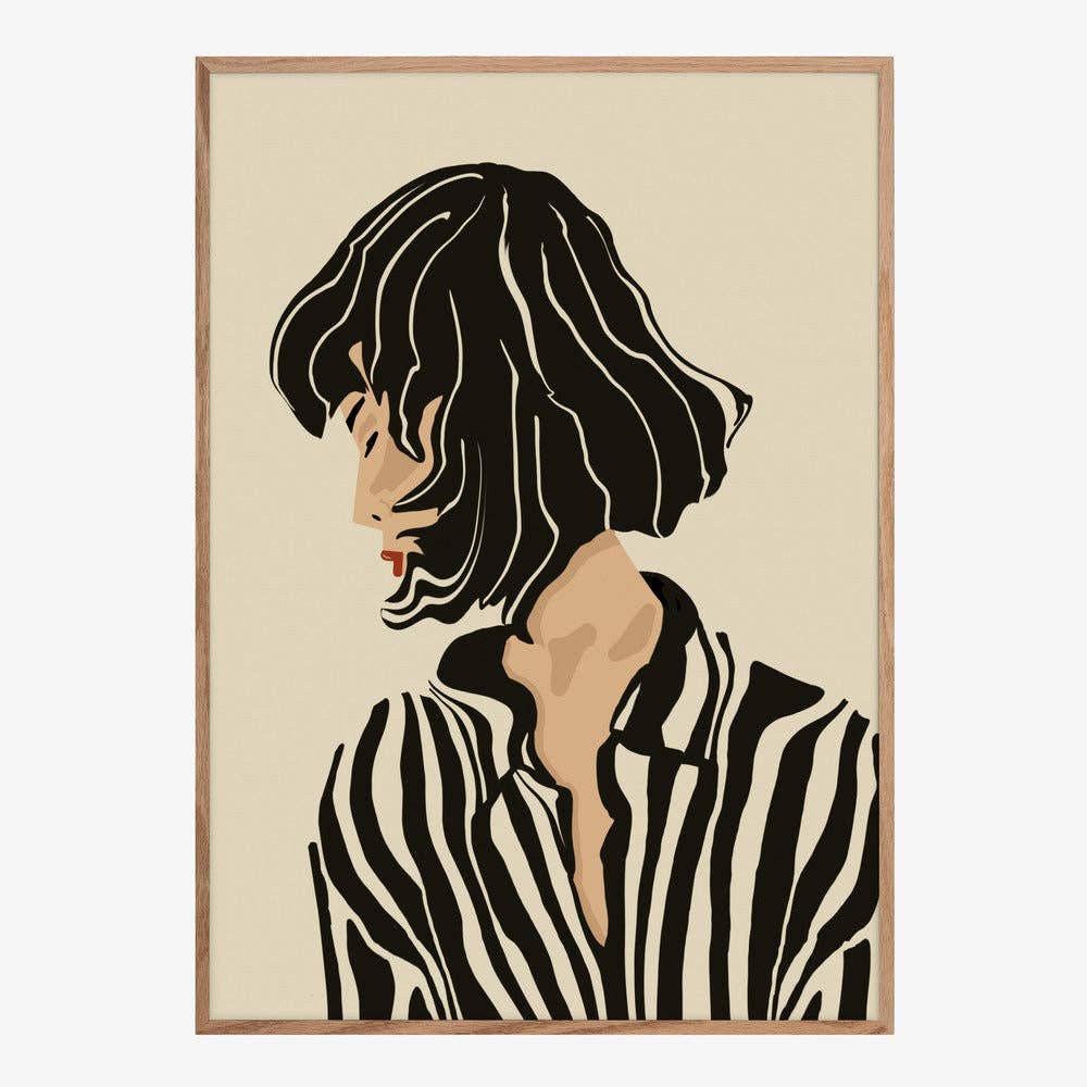 Pictufy Wholesale - Frauenprofil mit Bob‑Frisur – Kunstdruck, modern und grafisch