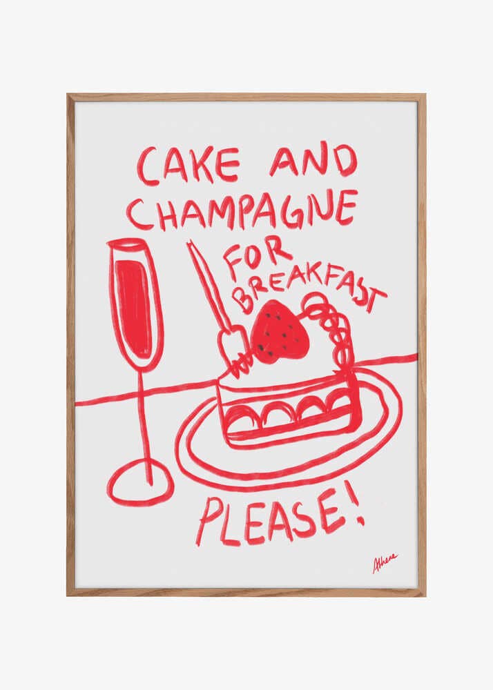 Print Kuchen und Champagner rot - Pictufy