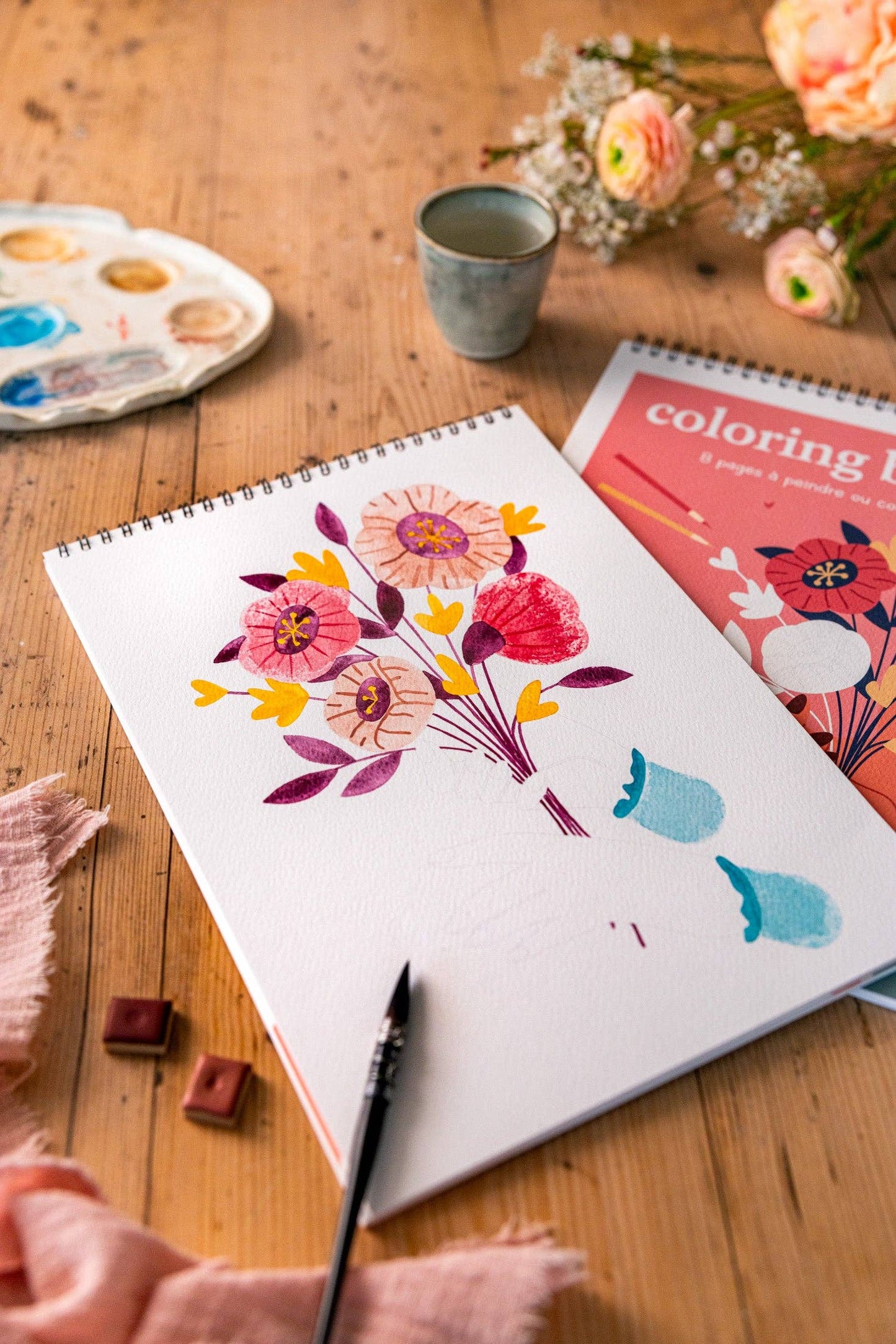 Maison Joliette - Malbuch A4 - Blumenbouquets