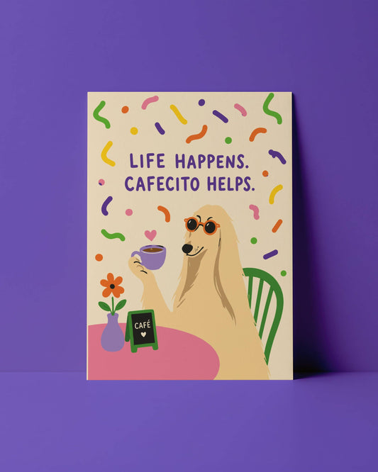 SCHUSCHU Shop - POSTKARTE - LIFE HAPPENS CAFECITO HELPS