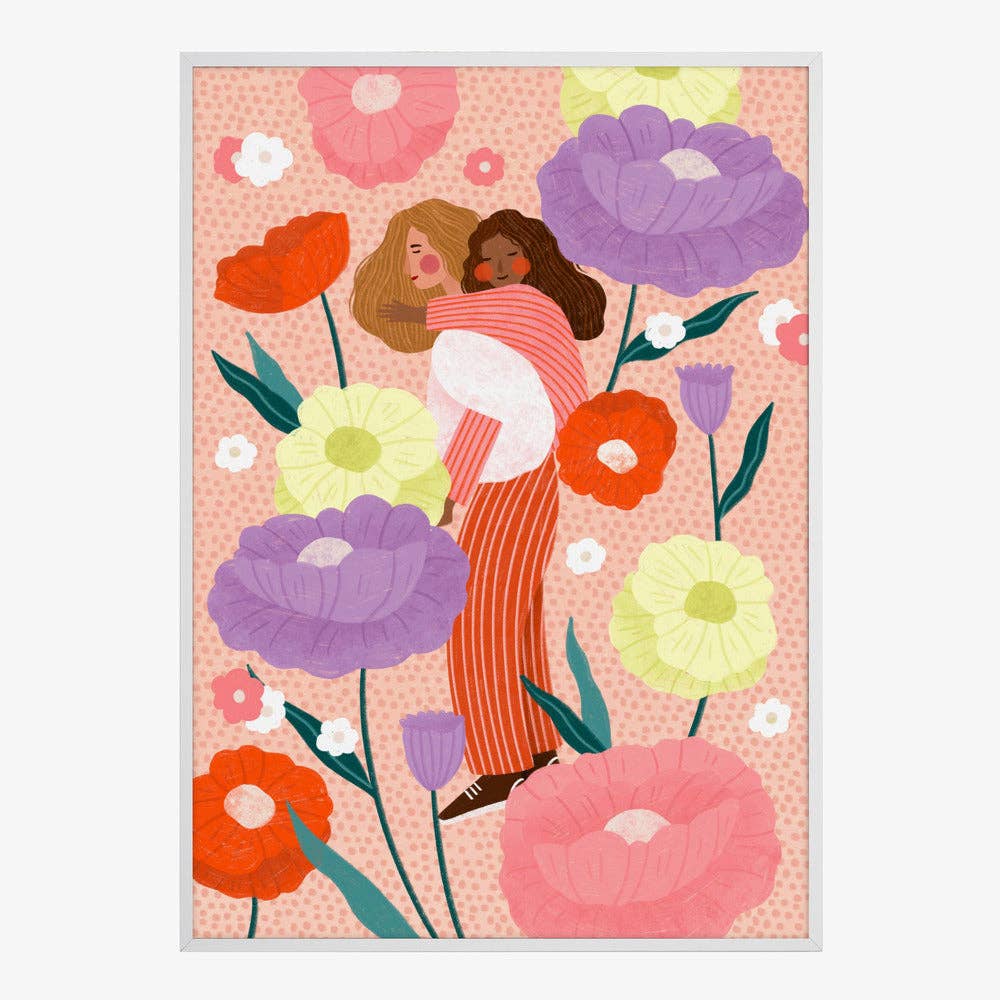 Pictufy - Kunstdruck: Zwei Frauen in floraler Umarmung – Malerisch