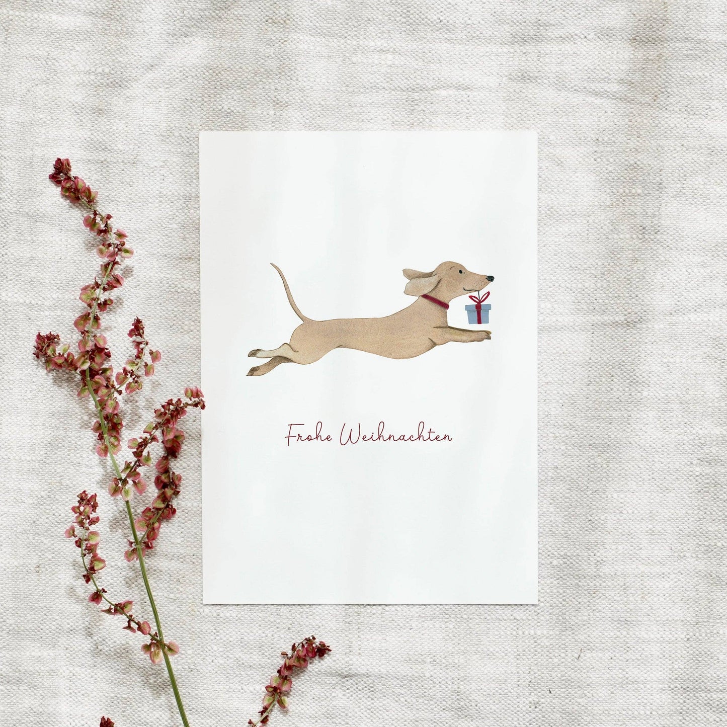 Postkarte · Weihnachtsdackel von Leo La Douce