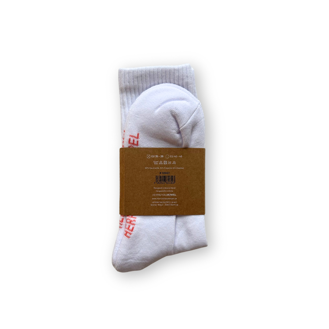 SOCKEN - LIEBE coral - weiß von Herr & Frau Hempel