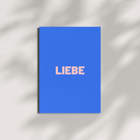 Postkarte - LIEBE blau-rosa Herr&Frau Hempel