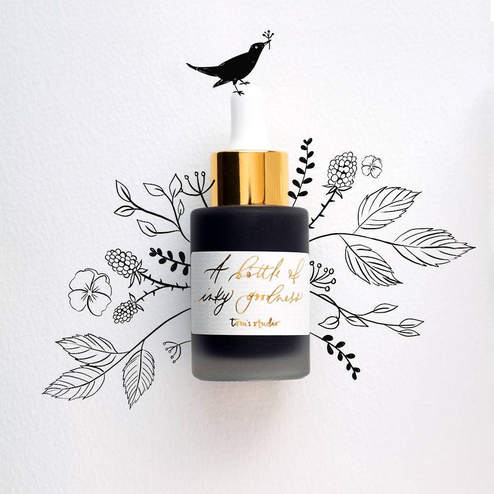 Jet Black – Kalligraphie-Tinte von Tom's Studio