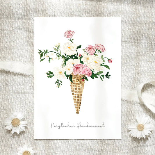 Postkarte - Flower cone | Rosen Leo La Douce