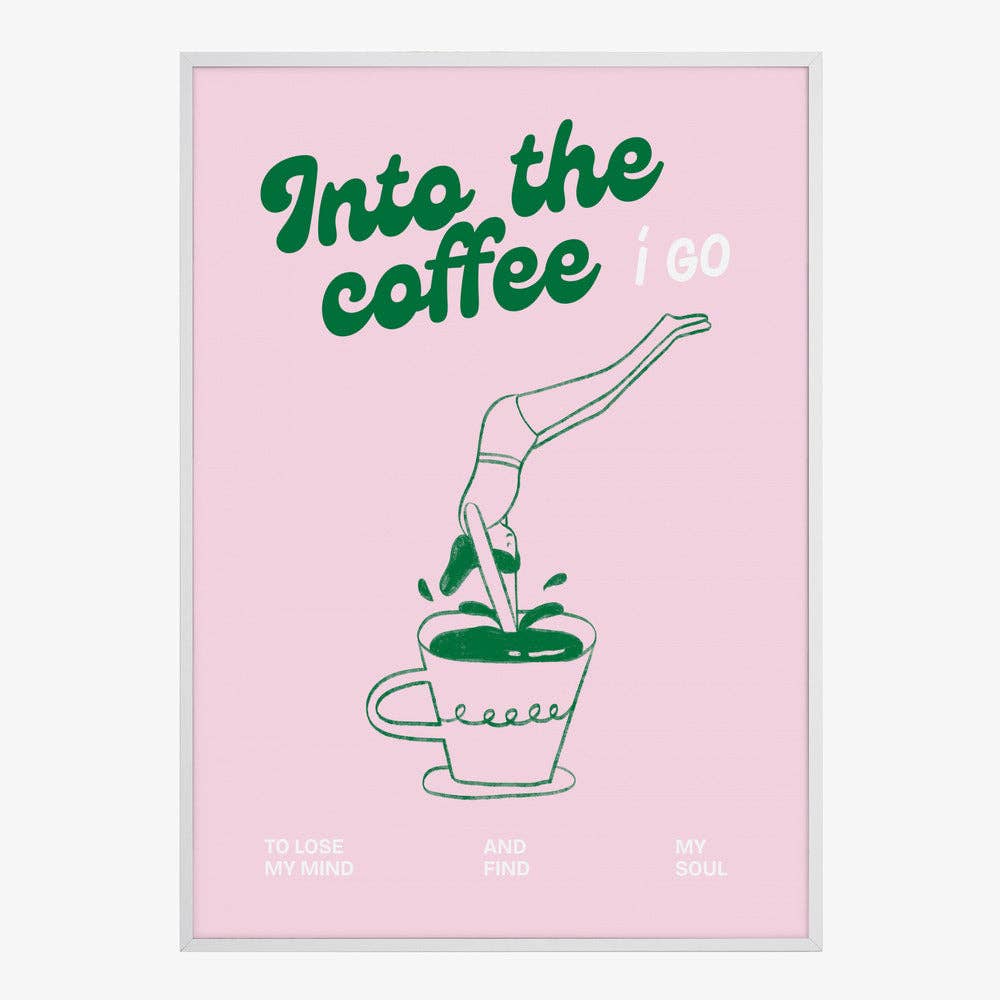Pictufy - Rosa Kaffee-Taucher Kunstdruck – Pop-Grafik