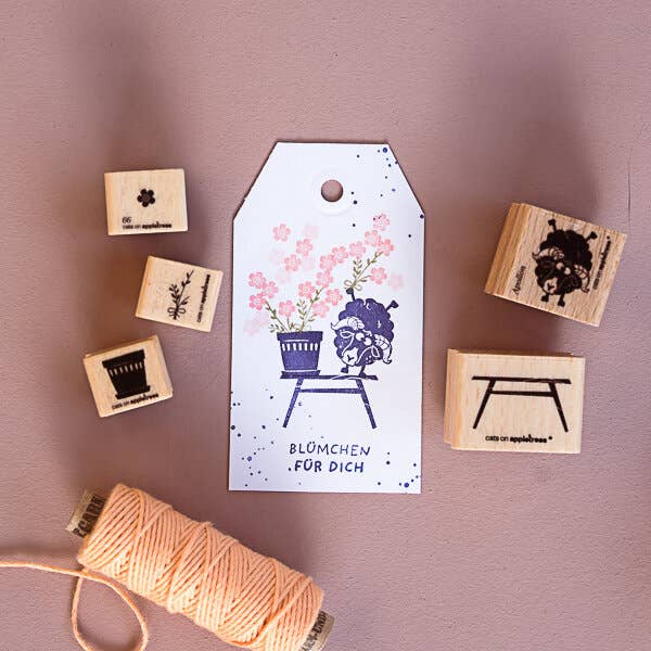 Stempel Holztisch - cats on appletrees