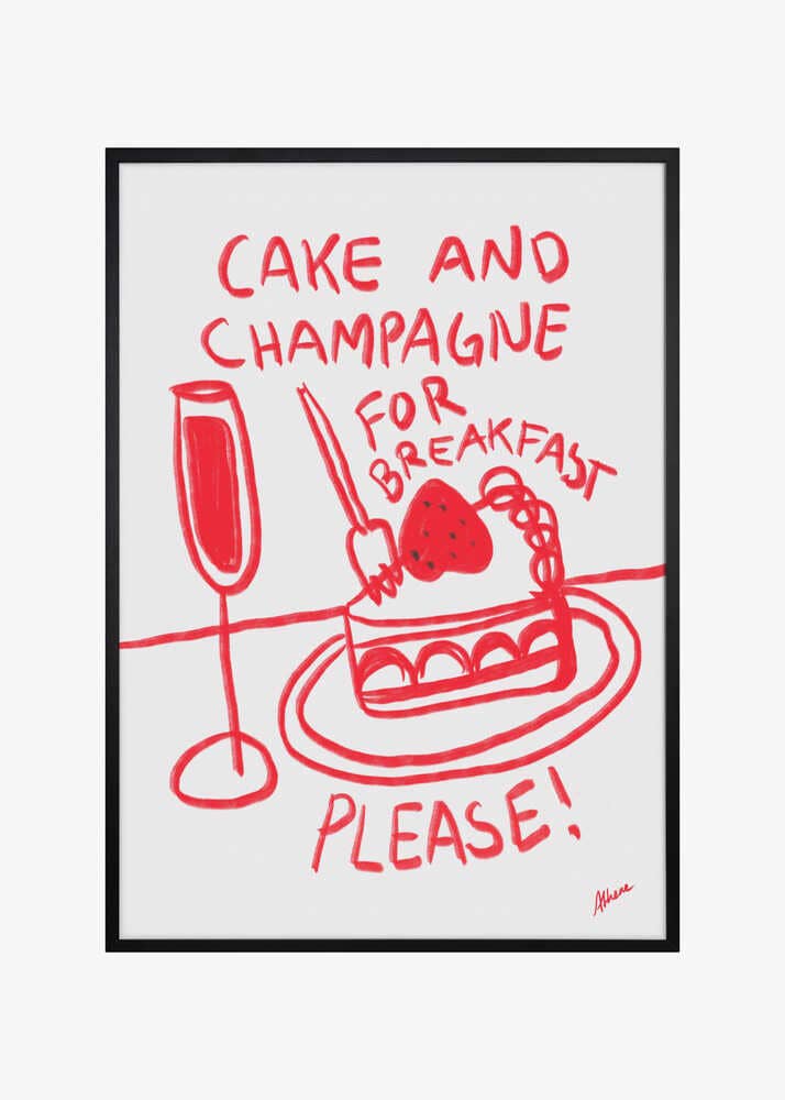 Print Kuchen und Champagner rot - Pictufy