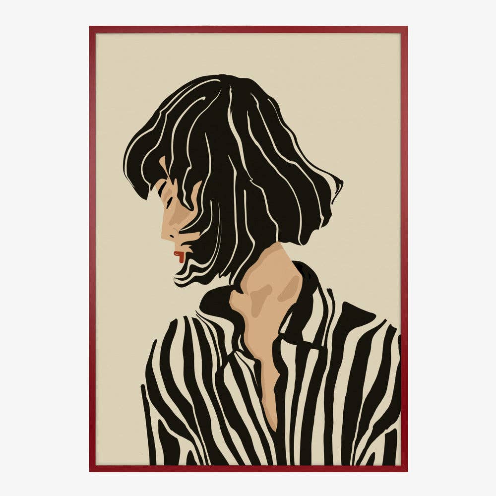 Pictufy Wholesale - Frauenprofil mit Bob‑Frisur – Kunstdruck, modern und grafisch