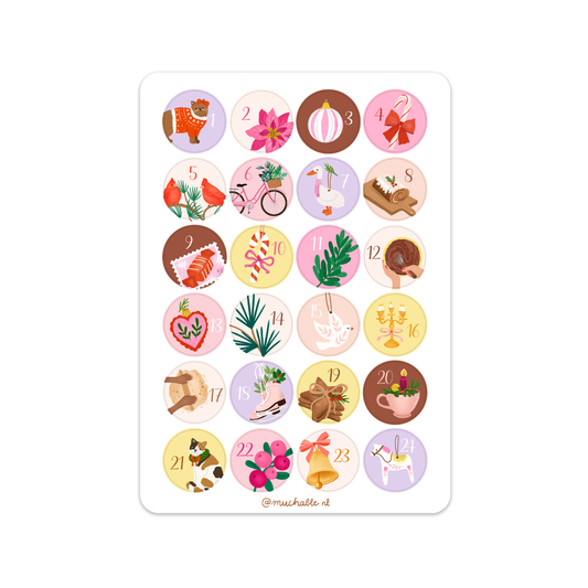 Sticker – Adventskalender Zahlen 1-24 A5 Muchable
