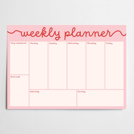 Wochenplaner A4 Rot auf Rosa - studio mirabella
