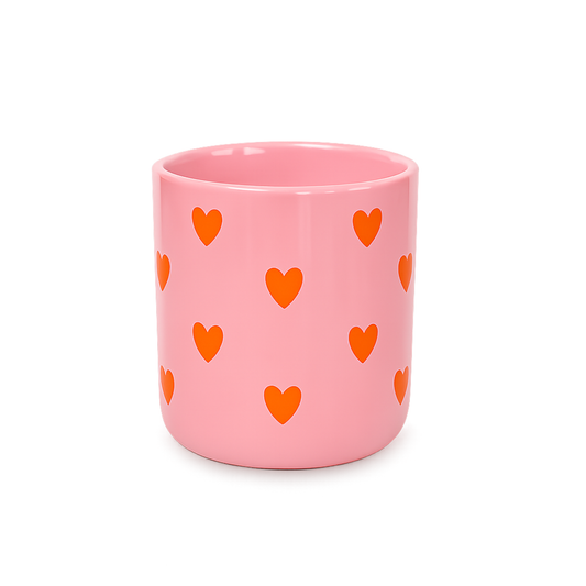 Becher - Herzen rosa - orange von Herr & Frau Hempel