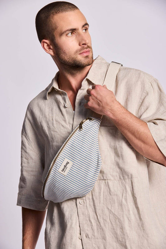 Hindbag - Bauchtasche Olivia, blau gestreift