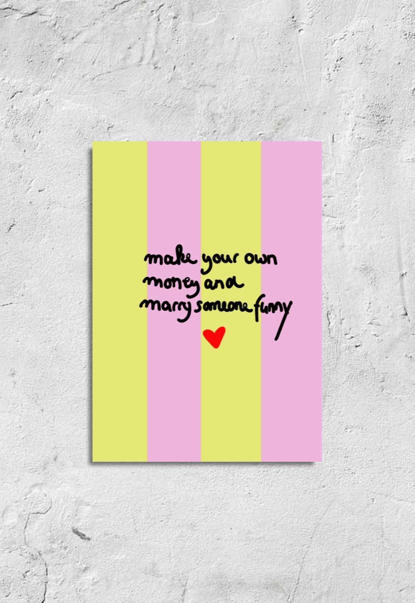 Postkarte Marry someone funny - Ute Arnold