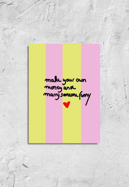 Postkarte Marry someone funny - Ute Arnold