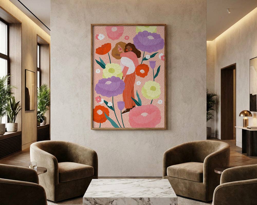 Pictufy - Kunstdruck: Zwei Frauen in floraler Umarmung – Malerisch