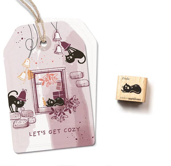 Ministempel Katze Frida liegend 2 - cats on appletrees