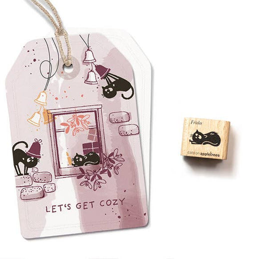 Ministempel Katze Frida liegend 2 - cats on appletrees