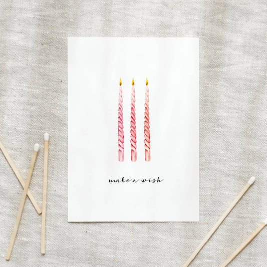Postkarte - Make a wish | Red Candles Leo La Douce