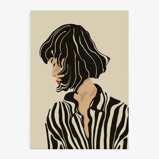 Pictufy - Frauenprofil mit Bob‑Frisur – Kunstdruck, modern und grafisch
