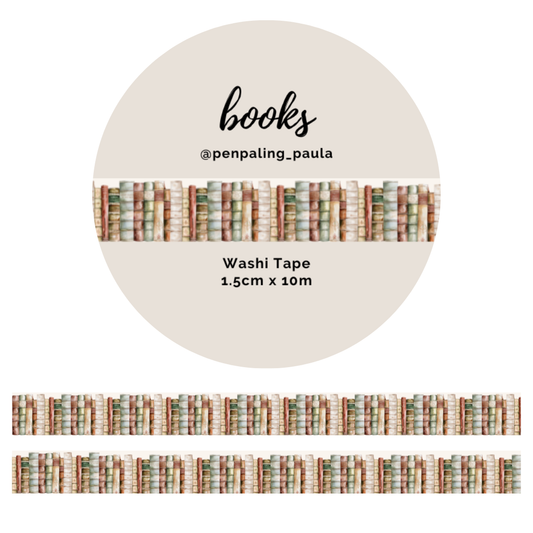 Penpaling Paula - Washi-Tape mit Bücher-Motiv – 15 mm x 10 m