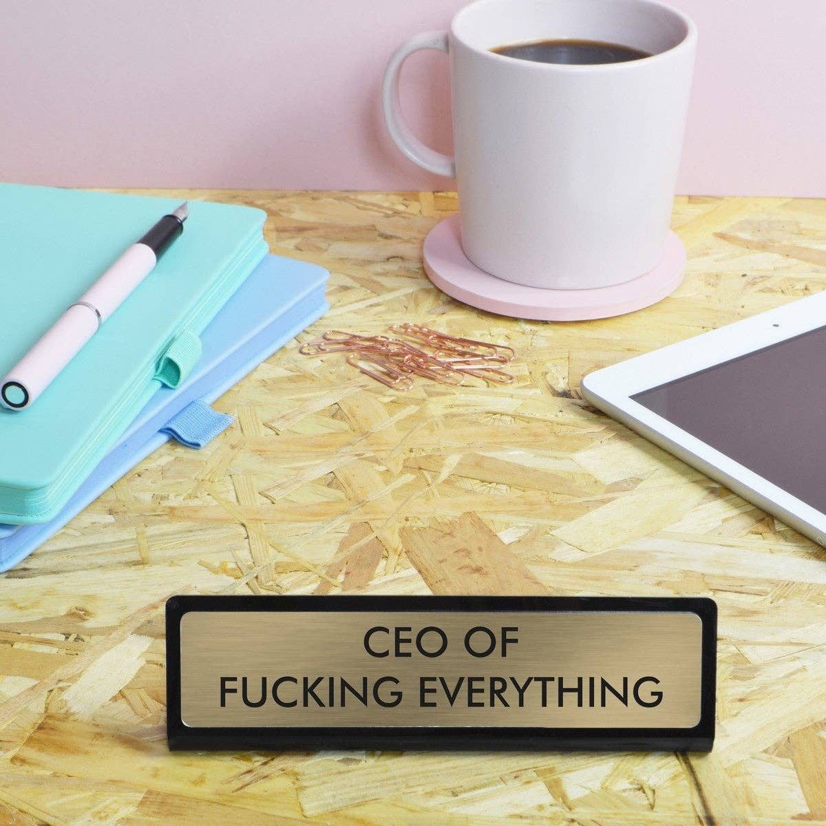 Schild für Schreibtisch „CEO Of Fucking Everything“ Flamingo Candles