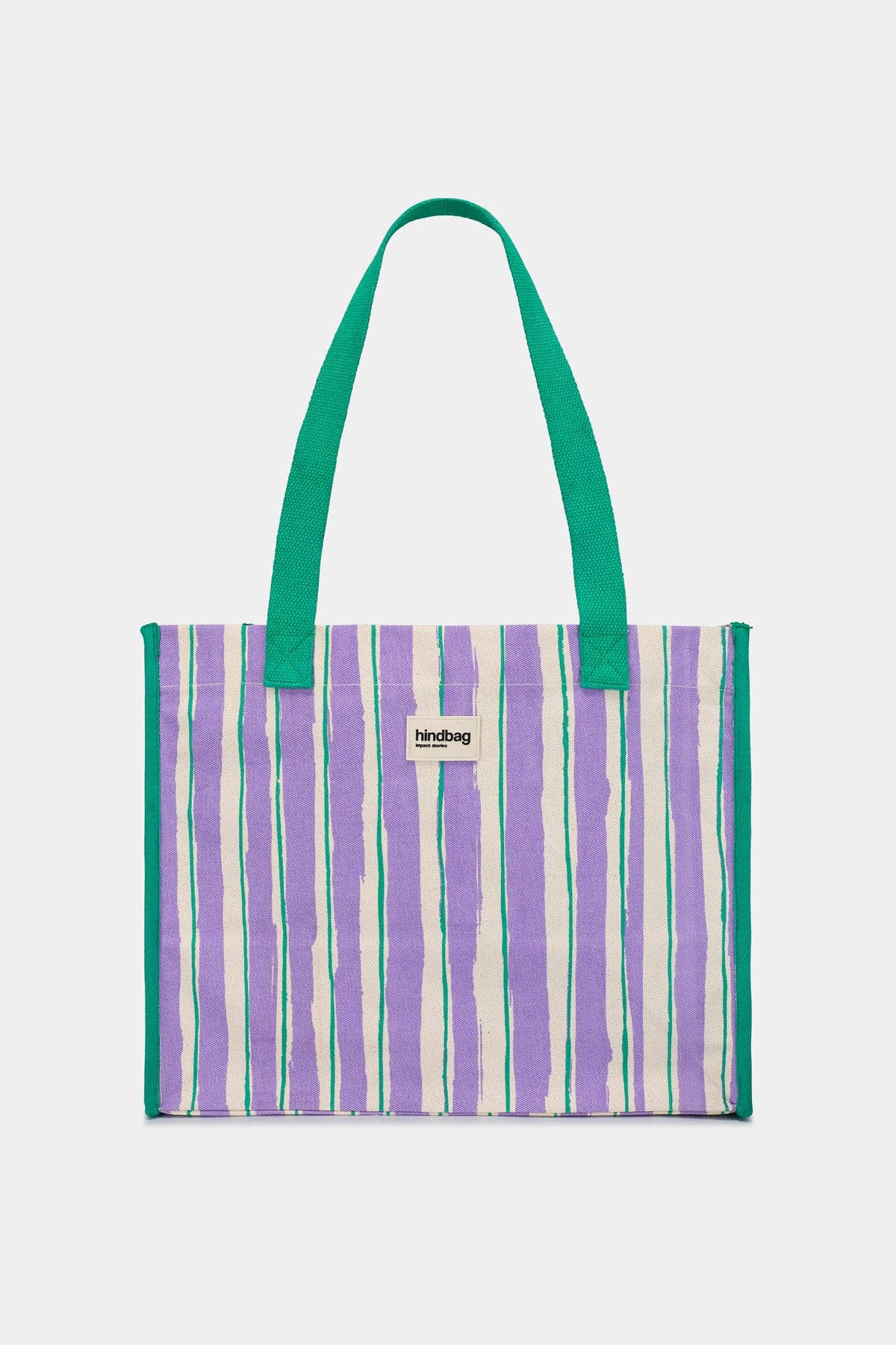 Hindbag - Shopper Claude, gestreift, Grün und Flieder