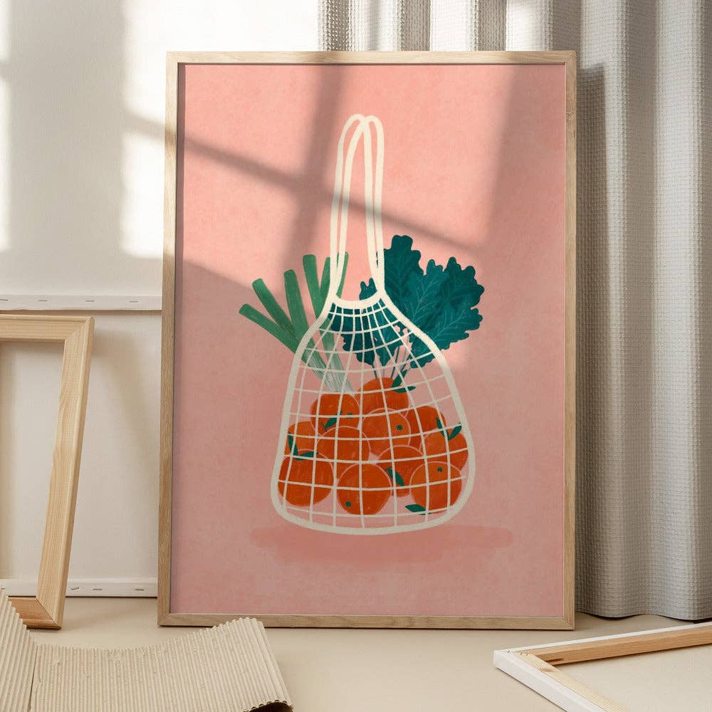 Pictufy Wholesale - Orangen im Netzbeutel Kunstdruck - Malerische Küche