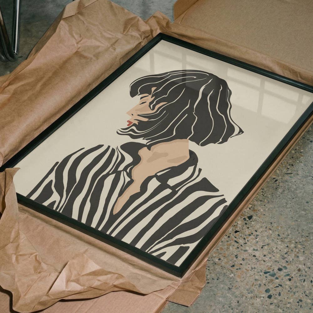 Pictufy Wholesale - Frauenprofil mit Bob‑Frisur – Kunstdruck, modern und grafisch