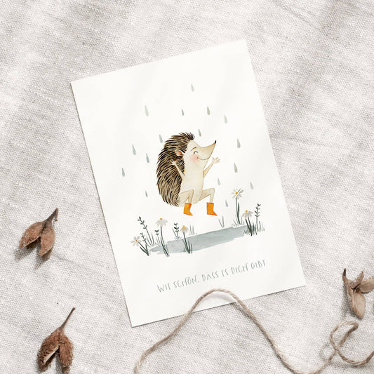 Postkarte - Happy Igel Leo La Douce