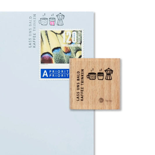 feines Stempel Lass uns bald mal Kaffee trinken